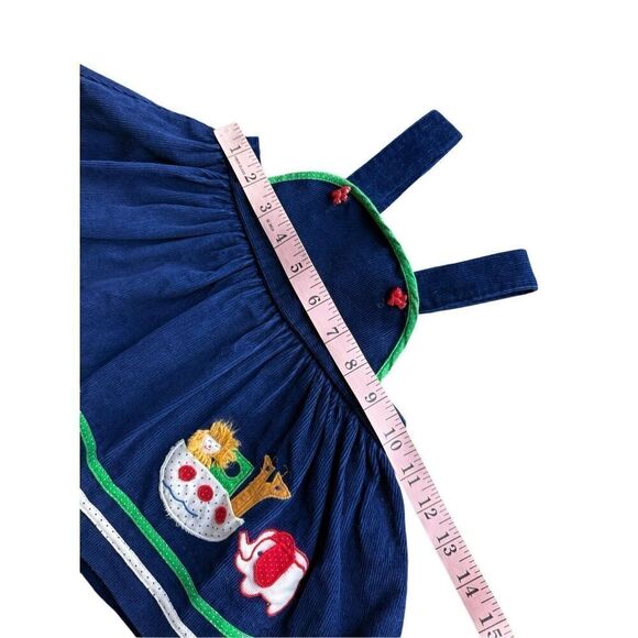 Vintage Baby Girl Navy Blue Corduroy Jumper/Dress & Polka Dot Collard Blouse - Picture 11 of 13